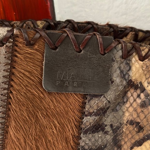 Vintage MALI PARMI 1992 Edition Mixed Leather Skin Pony Hair Suede Handbag - Picture 4 of 12